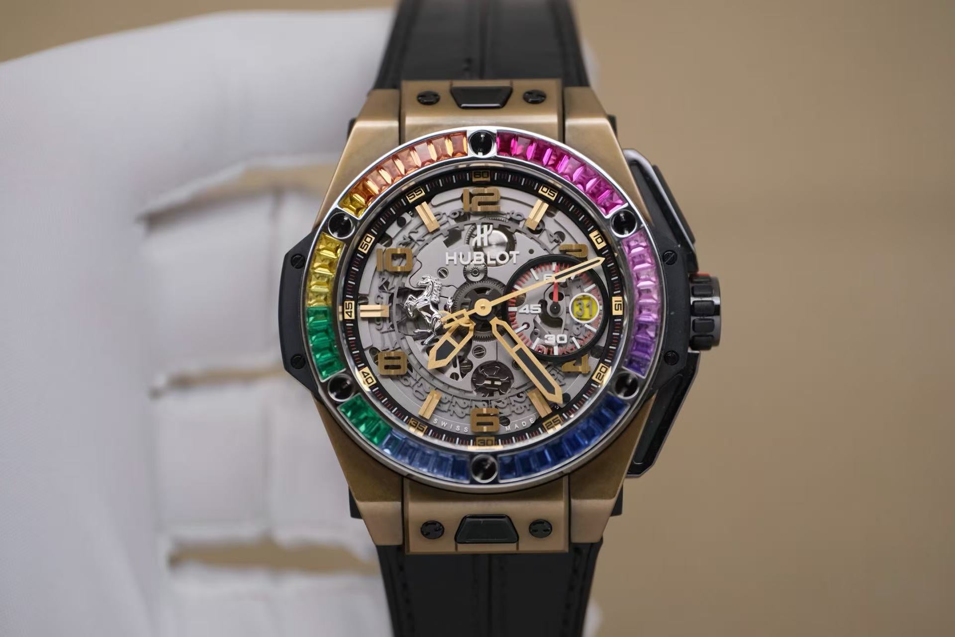 ✦ 宇舶 Hublot 经典融合 401.MX 45毫米 钛金属 限量款 后镶彩虹圈 自动机械