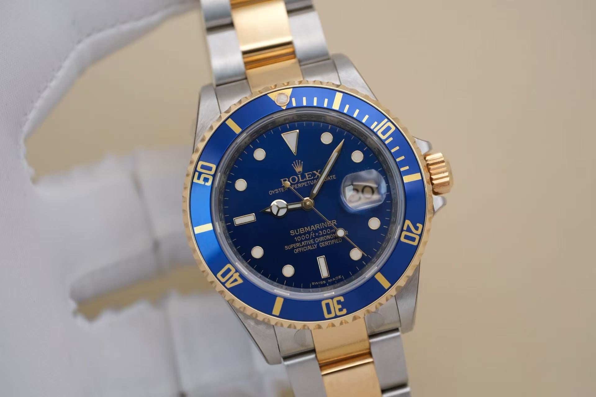 ✦ 劳力士 Rolex 潜航者型 16613LB 40毫米 18K黄金间钢 铝圈 间金蓝鬼 全膜库存