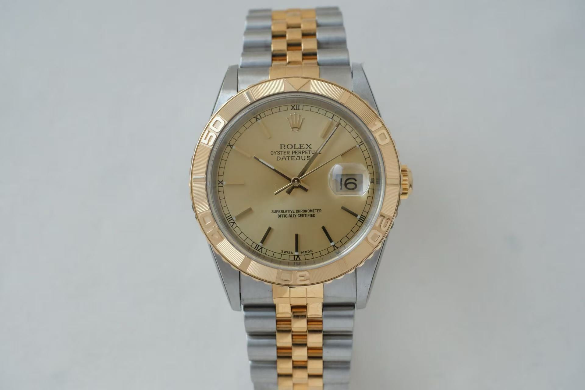 ✦ 劳力士 Rolex 日志型 "爬山虎" 16263 间金 香槟盘 36mm K字头 库存未使用全套 (带膜)