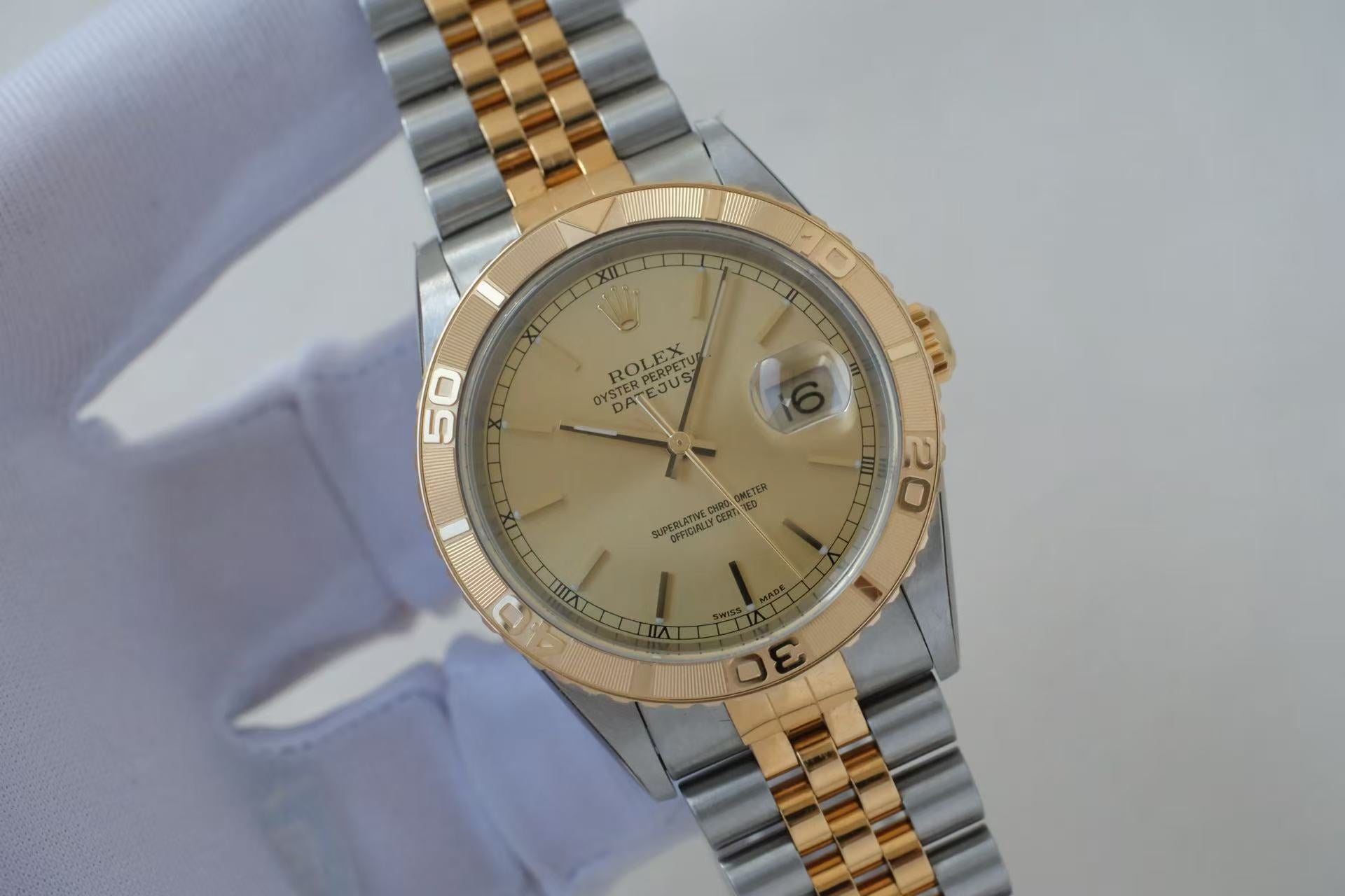 ✦ 劳力士 Rolex 日志型 "爬山虎" 16263 间金 香槟盘 36mm K字头 库存未使用全套 (带膜)