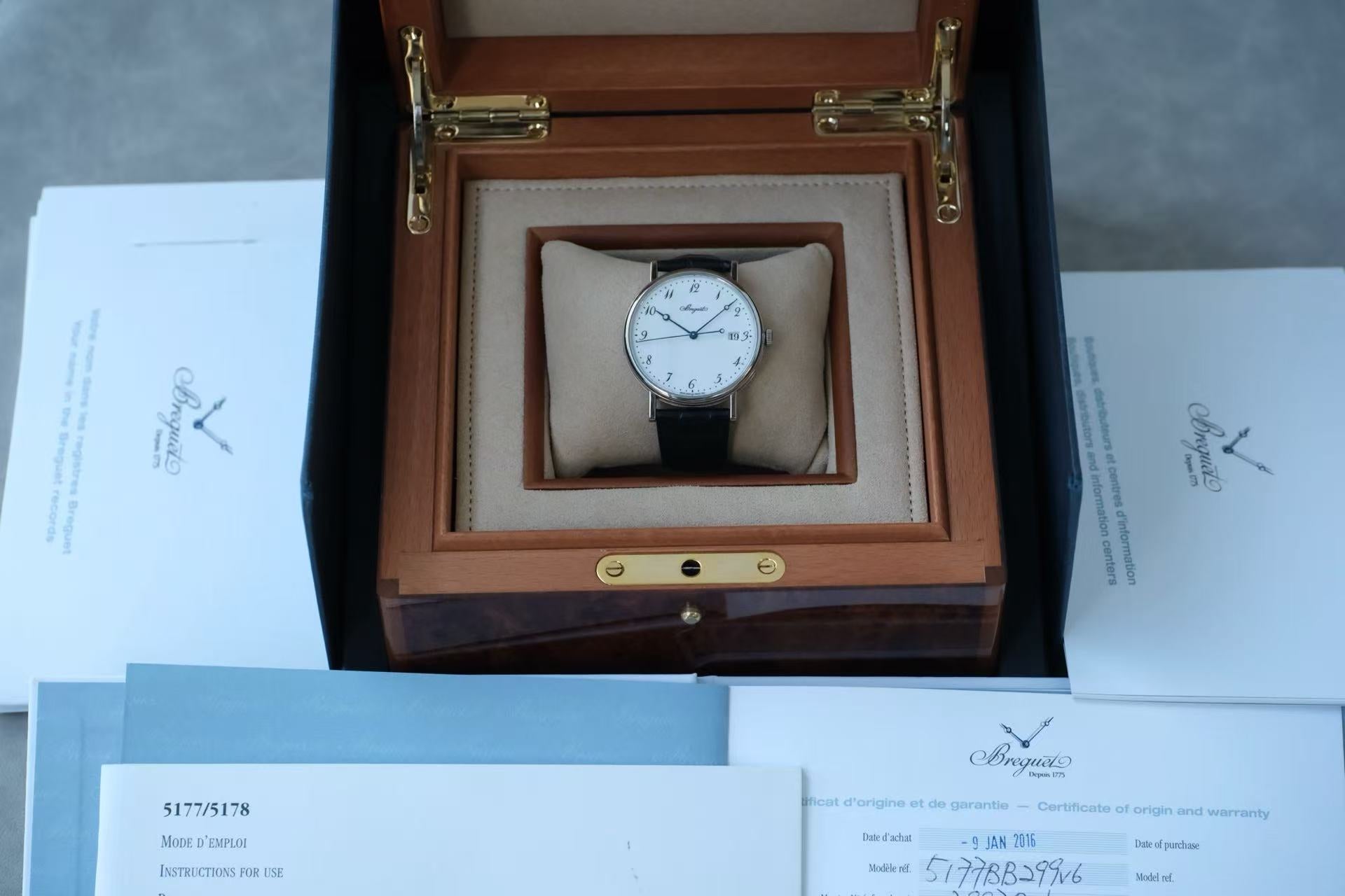 ✦ 宝玑 Breguet 经典系列 Classique 5177BB 大明火珐琅盘 18K白金 38mm 2016年全套带票