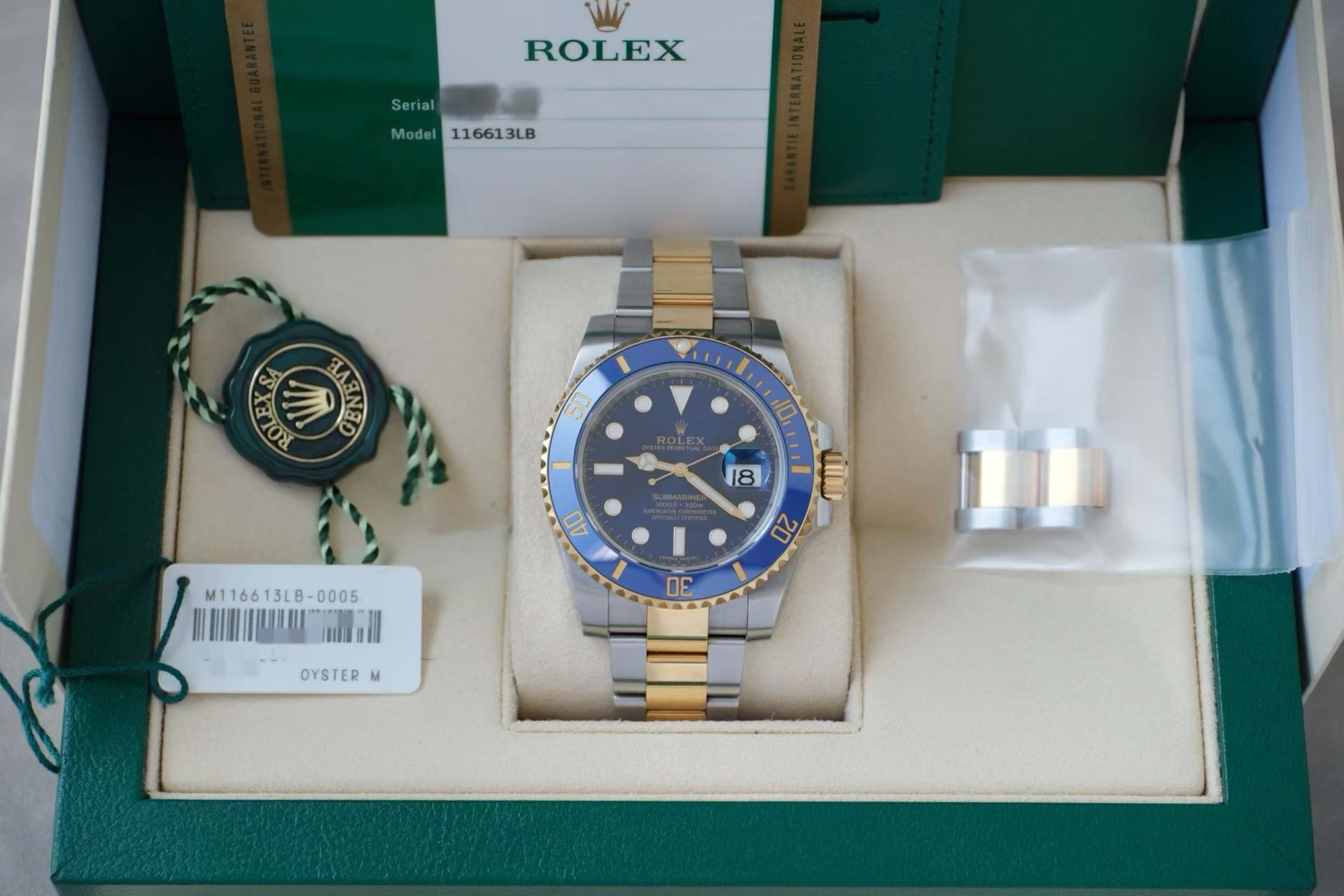 ✦ 劳力士 Rolex 潜航者型 Submariner 116613LB 二代间金蓝水鬼 40mm 2020年全套