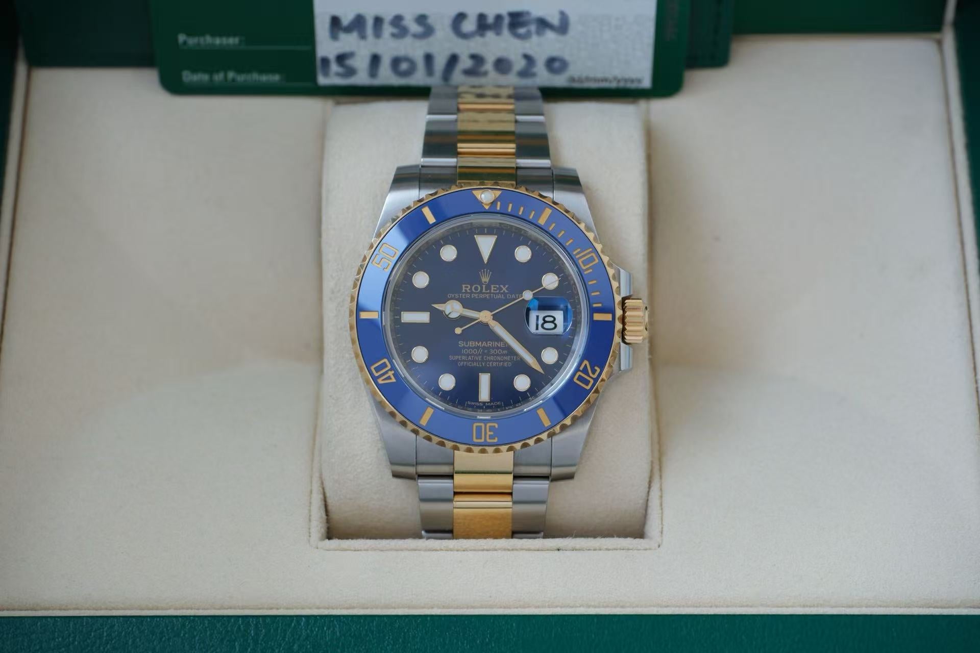 ✦ 劳力士 Rolex 潜航者型 Submariner 116613LB 二代间金蓝水鬼 40mm 2020年全套