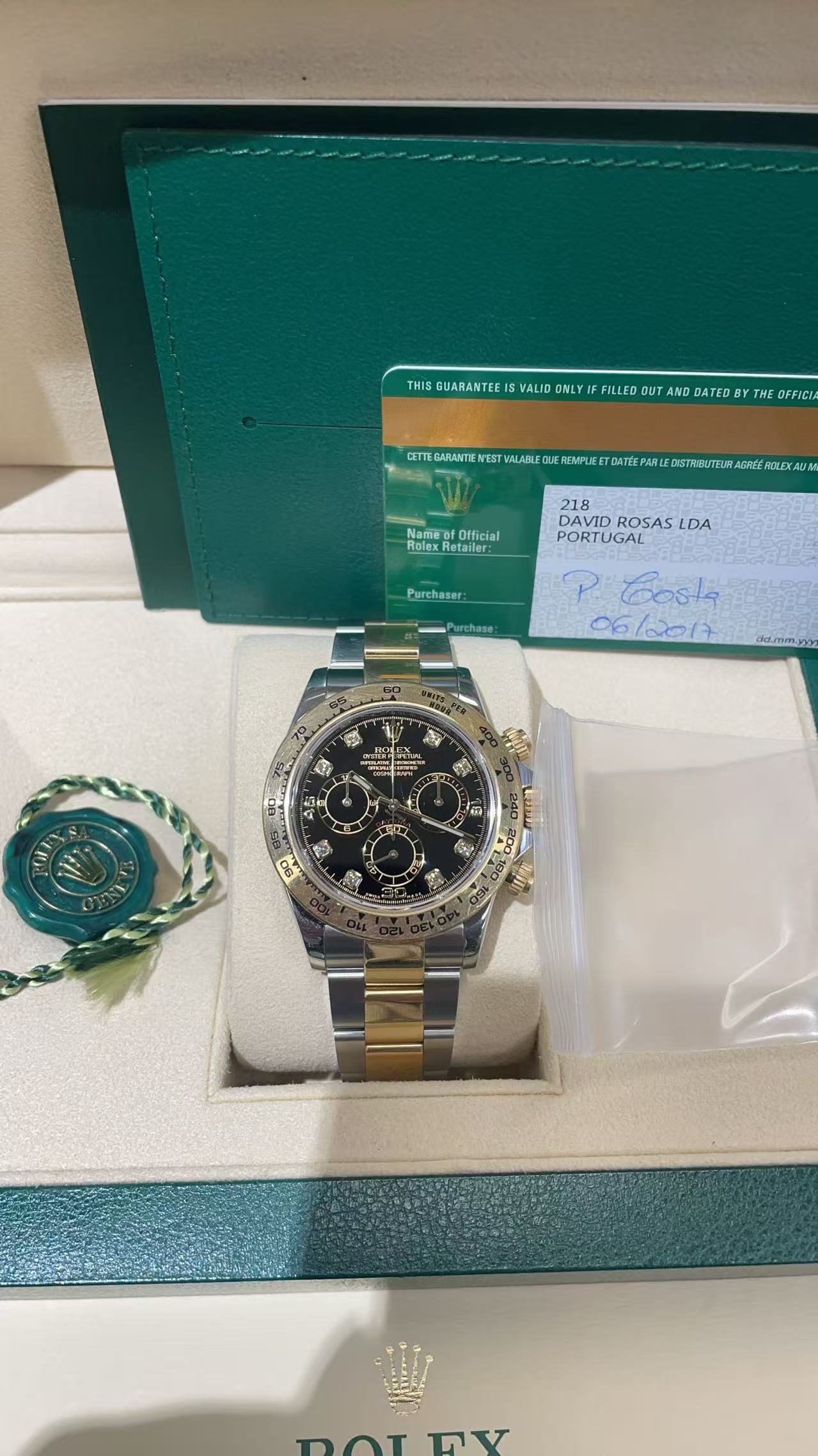 ✦ Rolex Cosmograph Daytona 116503, two-tone black dial with diamond engravings, 40mm, 2017 complete set