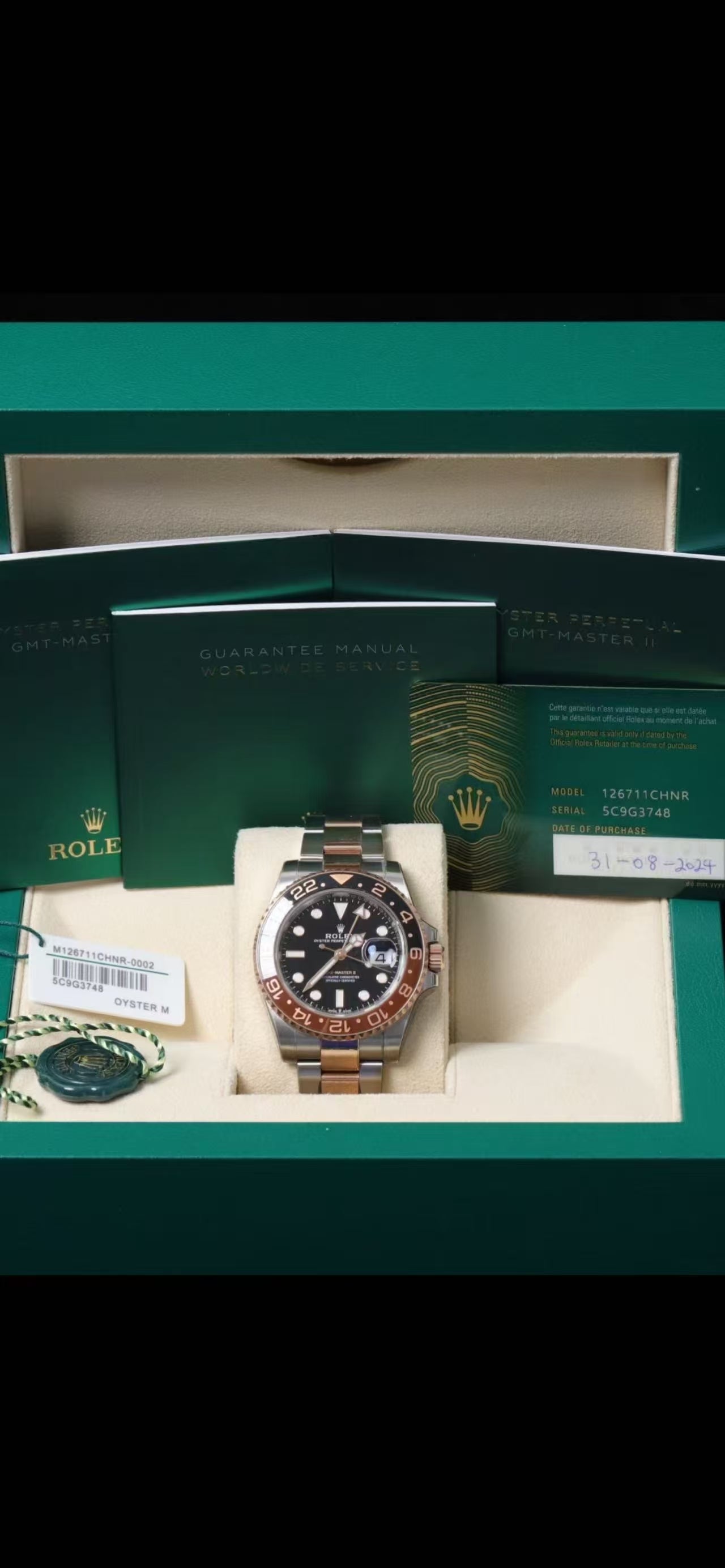 ✦ Rolex GMT-Master II 126711CHNR Root Beer 40mm Two-Tone Full Set 2024