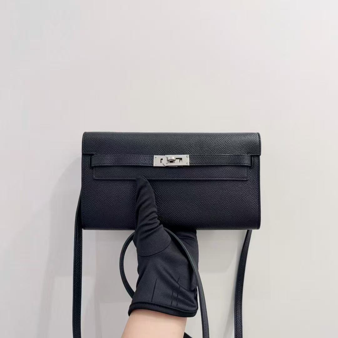 ✦ 爱马仕 Hermès Kelly To Go 89黑色 Noir Epsom皮 银扣 Y刻 (99新/五金膜在/经典黑银)